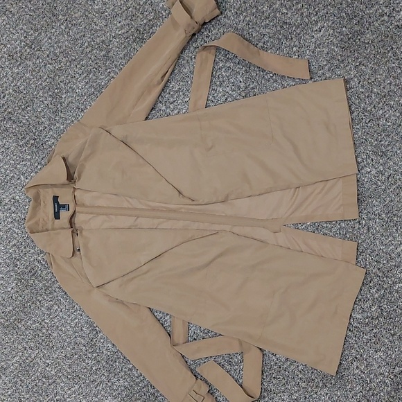 Forever 21 Faux Suede Tan Camel Color Trench Coat Womens Size Small - Picture 7 of 10
